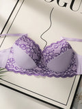 Women's Oversized Underwear With Half Cup Gathered Anti Sagging Flower Embroidery Design Suitable For Plump Women 90D-110D B2510