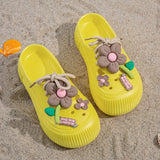 2025 Summer Women Slippers Cute DIY Flower Platform Sandals Casual Indoor Outdoor Clogs Beach Slides Female Home Garden Shoes