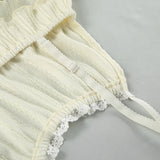 Lace Trim Ruffle Hem U-Neck Strap Cable Textured Cami & Casual Shorts Loungewear Summer Pajamas Set Women Sleepwear
