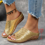 Gold Snake Pattern Wedges Sandals Women Lightweight Thick Sole Platform Slippers Woman Plus Size Non Slip Beach Sandalias Mujer