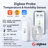 Zigbee Smart Thermometer Hygrometer With Probe Detect Pool Fridge Freezer Liquid Temperature Sensor For 2MQTT TUYA Smart Life