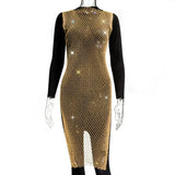 New Sexy Swimsuit Bikini Cover Up Beach Dress Women Mesh Slit Sparkling Crystal Diamond Cover Ups for Swimwear Women Pareo Plage