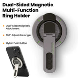 Double-sided Magnetic Phone Holder Rotating Desk Mobile Phone Stand For iPhone 17 16 MagSafe MultiFunction Finger Ring Bracket