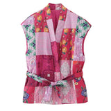 Women's Sleeveless Printed Strap Vest Embroidered Quilted Vest Women Floral Patchwork Gilet For Casual Wear Fashion Elegant YPGD