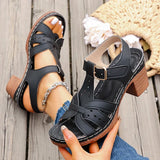 Lightweight Thick High Heels Sandals Women Plus Size 36-43 Summer Rome Shoes Woman Ankle Buckle Open Toe Beach Sandles Female