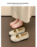 Polka Dot Women Ballet Flats Comfortable Round Toe Elastic Band Shoes Street Style Soft Sole Ladies Eelgant Wedding Dress Shoes