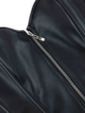 Zipper bone dress sexy chest support abdomen corset European and American court body shaping PU smooth tight bodice