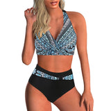 Vintage Hot Pink Gradient Tankini Set 2026 Women Bikini Cross Push Up High Waist Swimsuit Beach Bathing Suit Two Piece Swimwear