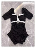 Hot Selling Swimsuit Women's New Black One-piece Cover Belly Slimming Skirt Style Flat Corner Hot Spring Conservative Swimsuit