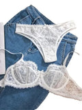 MOYISU French temptation lace big boobs small bra underwear ultra thin set transparent white sensory pure desire underwear