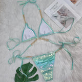 Diamond Rhinestones PU Faux Leather Bikini Female Swimsuit Women Swimwear Two-pieces Bikini Set Bather Bathing Suit Swim V5131