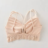 U Back Tank Top For Women Wireless Crop Top Lace Underwear Backless Bra Sexy Lingerie Padded Camisole