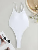 Sexy Ribbed Cross Backless Women Monokini Micro String Thong Swimwear One Piece Swimsuit Female High Cut Bathing Suit Swim Lady