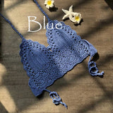 Sexy Crochet Crop Top Bikini Crop Top Women Crochet Boho Beach Camisoles Bikini Bralette Halter Cami Knitted Bra Backless