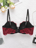Girls' cross hollow steel ring bra, red lace women's sexy underwear, spring and summer new products J2485