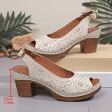 Summer Peep Toe Thick Heel for Sandals Women Plus Size 43 High Heeled Rome Sandals Woman Back Strap Platform Sandles Ladies