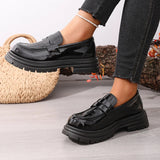 Patent Leather Chunky Platform Loafers Women British Style Plus Size 43 Thick Heel Pumps Woman Slip On Round Toe Oxford Shoes