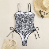 2026 Srappy Swimsuit One Piece Leopard Drawstring Swimwear Women Bathers Bathing Swimming Swim Suit Padded Beachwear Summer