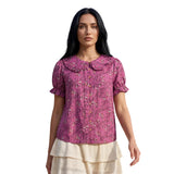 Women Doll Collar Loose Floral/Solid Tops Short Sleeve Button-down Shirts Casual Summer Streetwear