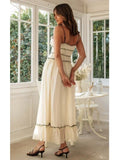 Foridol Spaghetti Strap White Sundress Flounced Edge Women's Dress Summer Beach Style Maxi Dress Bowknot Boho Vestidos 2025