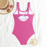 S - XXL 11 Colors Ribbed Frilled Women Swimwear One Piece Swimsuit Female Backless High Leg Cut Bather Bathing Suit Swim K7097