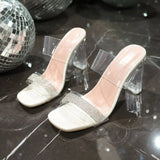 Women PVC Jelly Crystal Chunky Heel Transparent Sandals Fashion Sexy Summer High Heels Sandalias Female Pumps Zapatillas Mujer