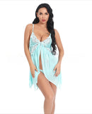 Toucheart Sexy Lingerie Set Women's Lace Nightgown Mesh See-through Suspender Dress Lace Patchwork Sexy Ultra Thin Pajama Set