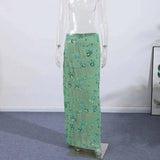 Sexy Beading Sequined Long Skirt Women Solid Low Waist Slim Straight Skirts Female Summer Lady Chic Beach Vacation Clothes JO6M
