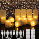 Led Candles Timer Remote Rechargeable LED Light Flameless For Wedding Room Garden Holiday Lighting Home Decor Tea Candle Lamp