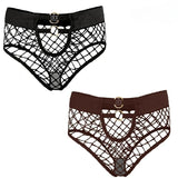 2pcs Sexy Women's Panties Briefs  Elasticity Underwear Mid Waist Fishnet Lingerie Ladies Hollow Out Transparent Underpants