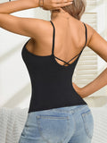 Women Basic Sleeveless Tank Top Padded Camisole Fashion Backless Soft Ribbed Female Lingerie Outwear Top