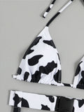 Sexy With Garter Spots Halter Bikini Female Swimsuit Women Swimwear Three-pieces Bikini set Bather Bathing Suit Swim Lady K4439