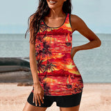 2026 Pinted Floral Tankini Two Pieces Swimsuit Women Vintage Swimwear Female Bathers Bathing Swimming Swim Suit Beachwear