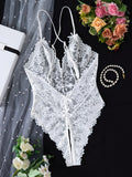 White Embroidered Lace Falafan Dress Set - Sexy Lingerie for Women - Sexy Bra Set with Strap Design on the Back 21077