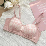 Summer Lace Half Cup Bra Small Bust Beachwear Gathering Light Support Pure Bralette Ultra Thin Wirefree Set AU MOYISU S-XL-32-38