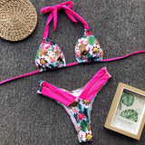 Bikini 2026 Sexy Leopard Floral Print Halter Swimwear Swimsuit Women Bikini Set Bathing Suit Beach Bikini Female Banadores Mujer