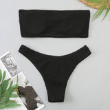 Velvet Bikinis 2025 Women Brazilian Bandeau Swimsuit Solid Sexy Swimwear Female Beachwear Bathers Bathing Swimming Swim Suit