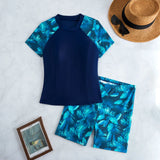 2026 Short Sleeves Tankini 2 Pieces Swimwear Female Printed Swimsuit Women Bathers Bathing Swimming Swim Suit Beachwear