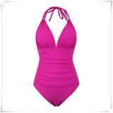 Ruched Wrinkled One Piece Swimsuit Women Swimwear Female Monokini Backless Swimsuits 2025 Bathing Suit Swim Beach Wear Bodysuit