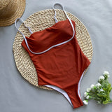 DEAK Push Up Brazilian Women High Cut One Piece Swimsuits 2025 Female Patchwork Swimwewar Biquini Halter Swimming Suit Beachwear