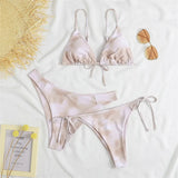 Sexy 3 Piece Bikini Set Women Solid Blue Purple Push Up Bandage Triangle Swimsuit Brazilian Beach Bathing Suit Swumwear Biquini