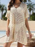 Mesh Crochet Long Beach Shirt Women Solid Cover Up Ladies Long Sleeve Hollow Out 2026 Sexy Beachwear Bathers Swim Bathing Suit