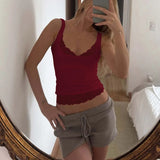 FDYOUI Chic Lace Patchwork Tank Tops for Women 2026 Summer Sleeveless Slim T-shirt Ladies Crop Top Y2K Streetwear Pink Corset