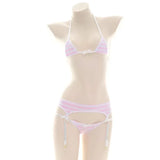 Sexy Lolita Kawaii Mini Bra Panties Set Triangle Micro Bikini Set Women Japanese Anime Bathing Suit Highcut Swimwear