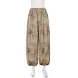 Low-waisted, loose-fitting, wide-slip casual trousers, lightweight woven trousers