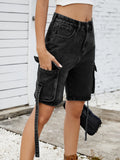 Women Cargo Denim Shorts Casual Summer Loose Solid Colors Jean Short Pants for Vacation Beach Club Streetwear