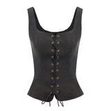 Women Vest Lace-up Strap Renaissance Vinatge Square Neck Sleeveless Medieval Slim Fit Halloween Cosplay Performance Top