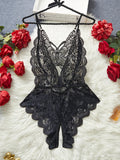 Floral Lace Coverall For Women Bodysuit Homewear Modest Nightdress Comfortable Lingerie