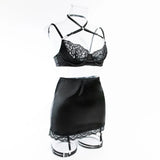 Toucheart Sexy Lingerie Set for Women Mesh Perspective Bra Set Lace Lace Splicing Sexy Hip-pack Skirt Sexy Underwear Garters Set
