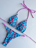 Leopard Halter Scrunch Butt Mini Micro Thong Bikini Women Swimwear Female Swimsuit Two-pieces Bikini Set Bathing Suit Swim Lady